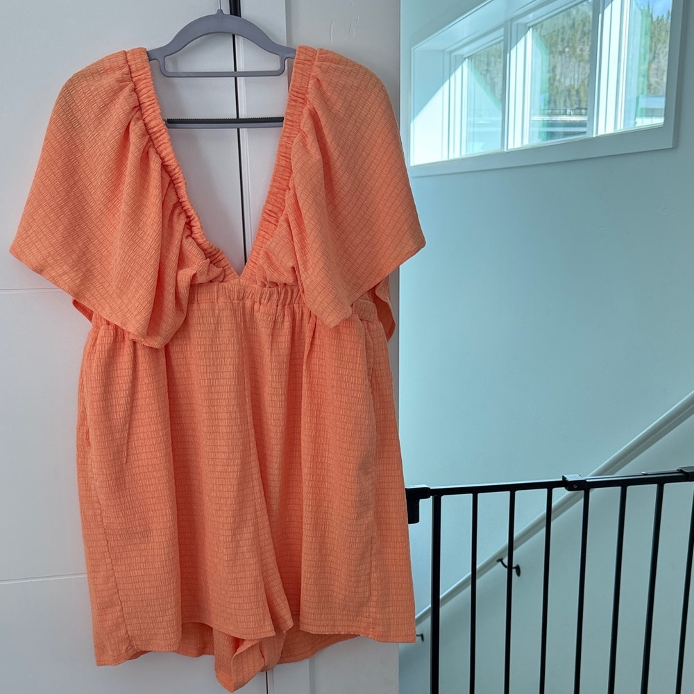 Pink Lily Coral V-Neck Blouse